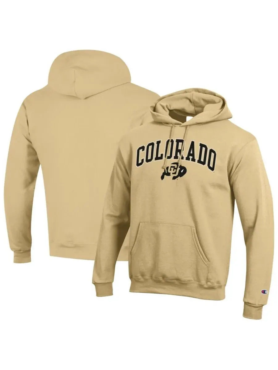 Champion Мужская флисовая толстовка с капюшоном Vegas Gold Colorado Buffaloes с арочным логотипом — изображение 1 из 3