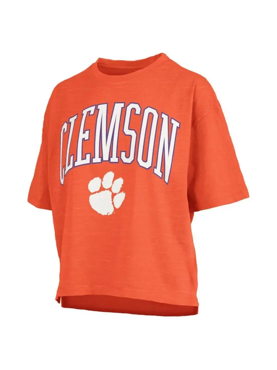 Pressbox Женская оранжевая футболка Clemson Tigers Nelson Arch Over Logo Waist Length Oversized — изображение 2 из 3