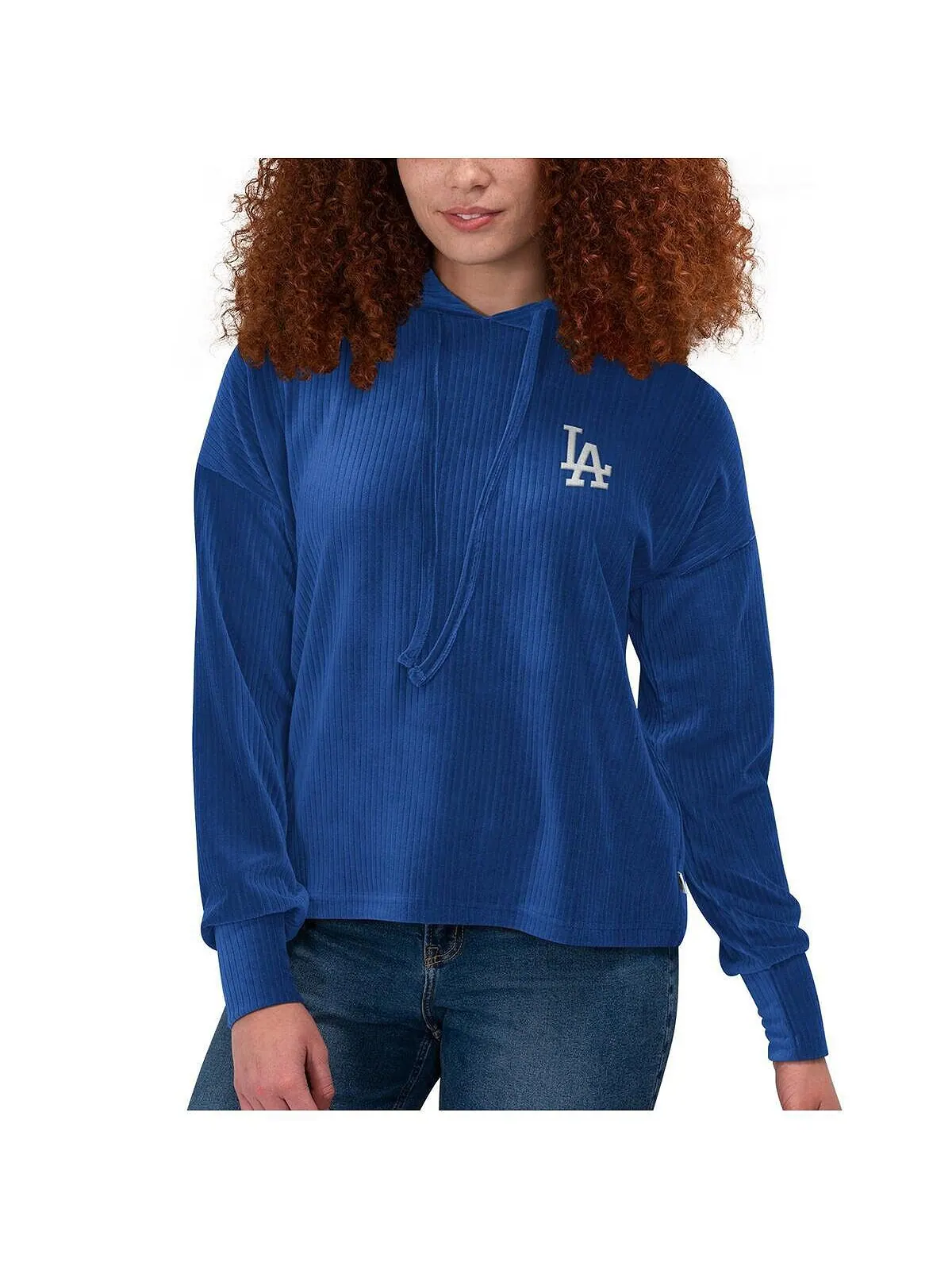 Женский пуловер с капюшоном Royal Los Angeles Dodgers End Line Touch — изображение 2 из 4, королевский