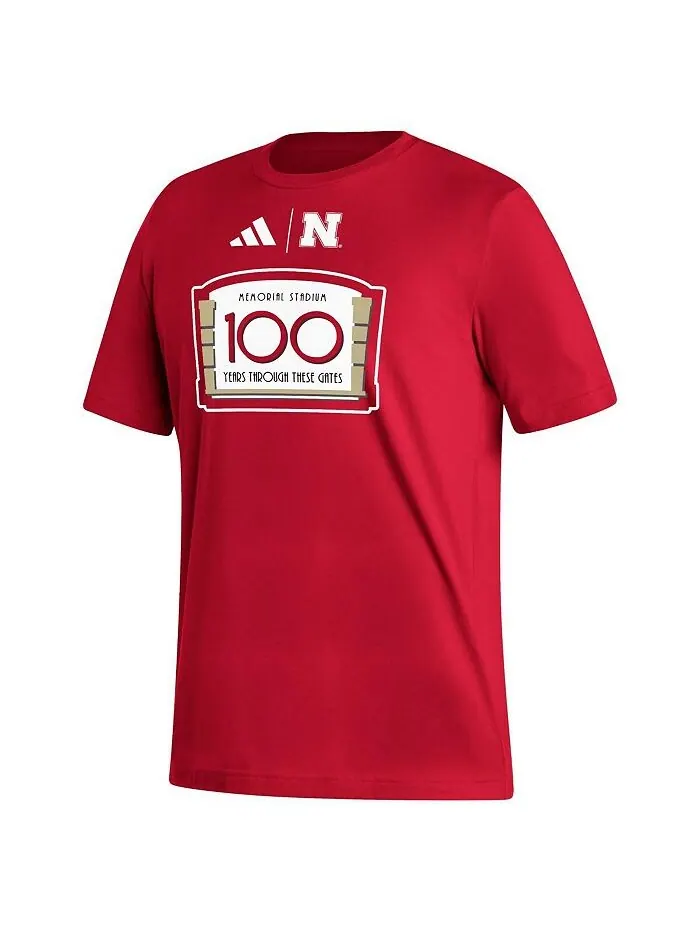 Мужская футболка Scarlet Nebraska Huskers Memorial Stadium 100th Anniversary Sideline Strategy — изображение 2 из 3, алый