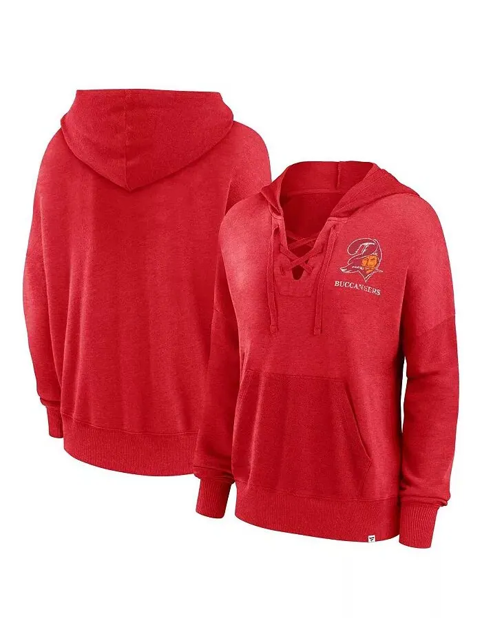 Женская красная состаренная толстовка с капюшоном Tampa Bay Buccaneers Heritage Snow Wash French