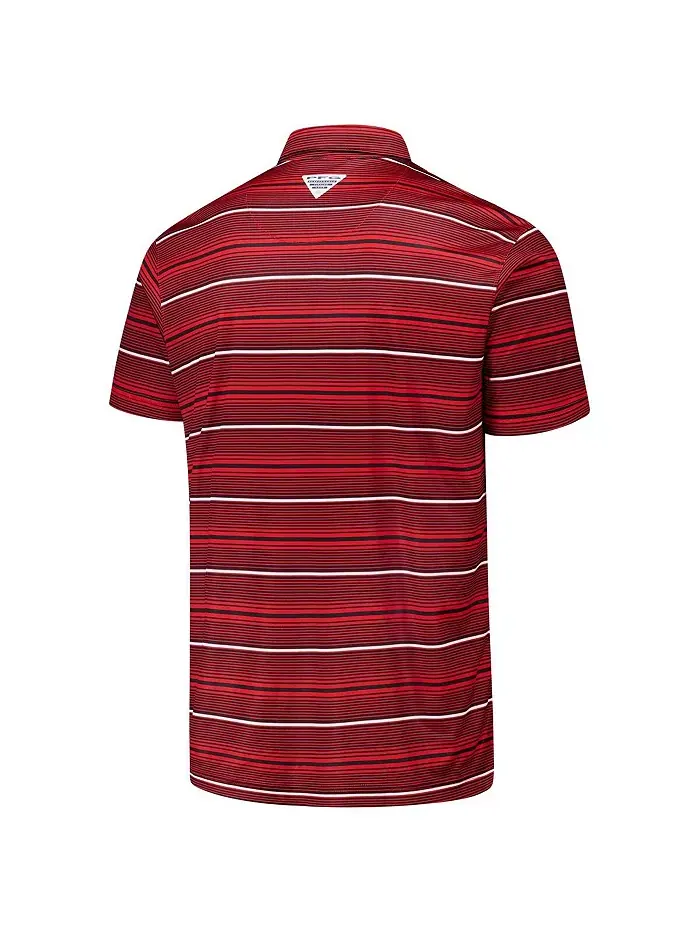 Мужская поло Red Georgia Bulldogs PFG Super Terminal Tackle Omni-Shade в полоску Columbia — изображение 2 из 3