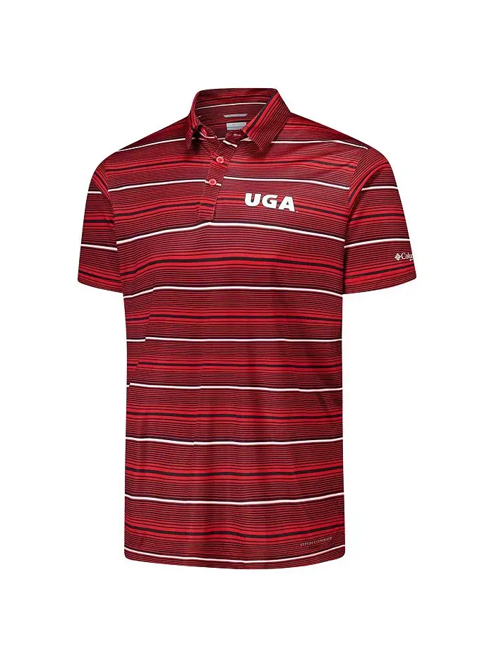 Мужская поло Red Georgia Bulldogs PFG Super Terminal Tackle Omni-Shade в полоску Columbia — изображение 3 из 3