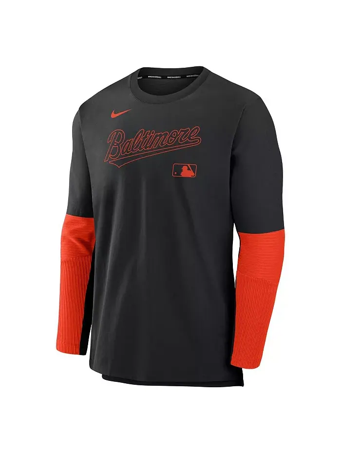 Мужская черно-оранжевая толстовка Baltimore Orioles Authentic Collection легкая трикотажная с — изображение 2 из 3