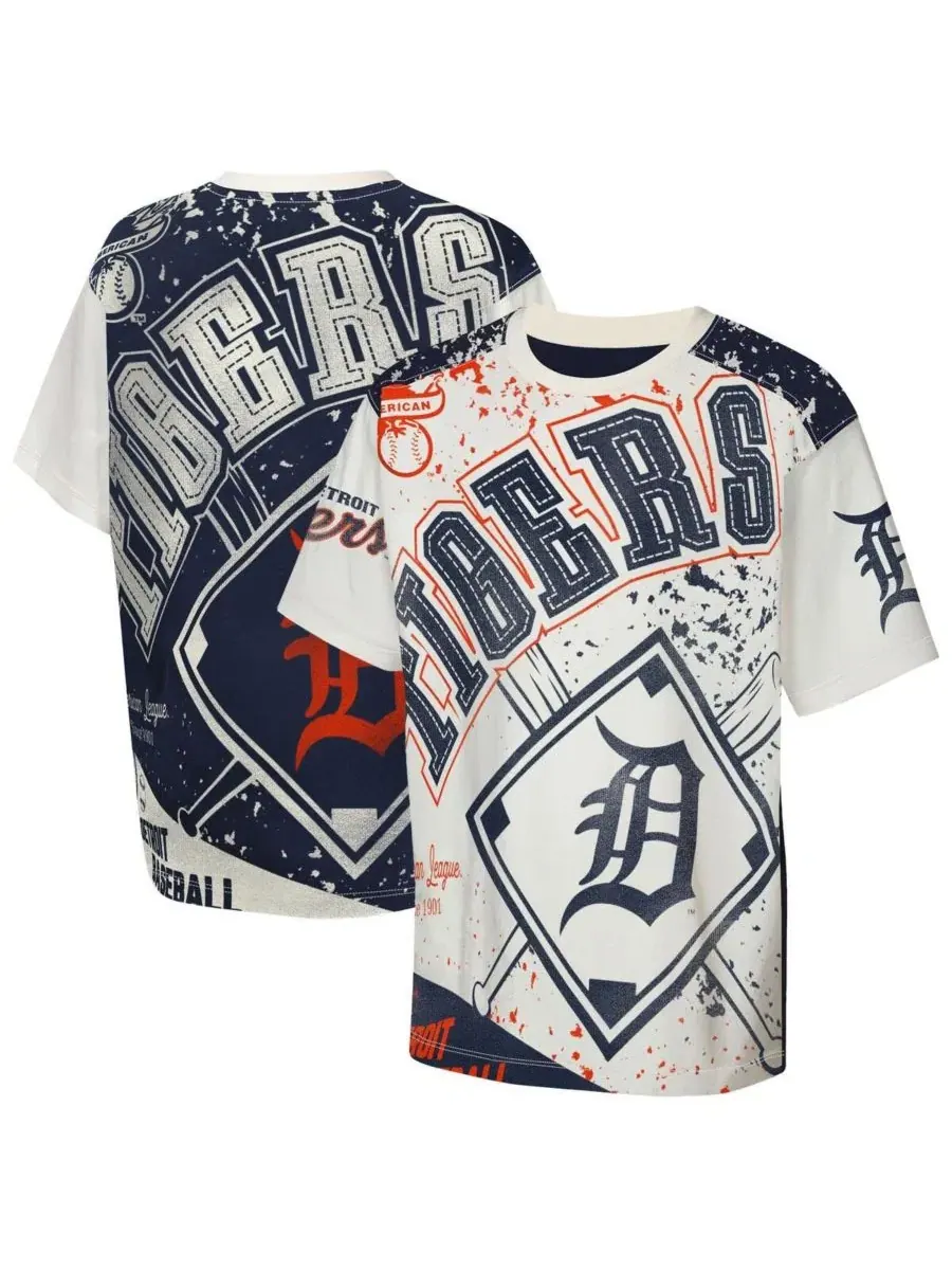 Футболка с принтом Detroit Tigers Big League Top Player Outerstuff — изображение 1 из 3, кремовый темно-синий