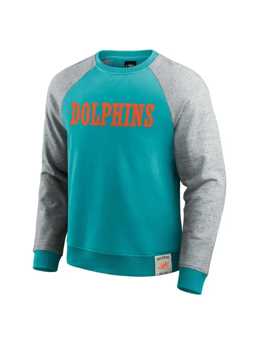Fanatics Мужская толстовка Darius Rucker Collection Aqua/Heather Gray Miami Dolphins Color Block — изображение 3 из 3