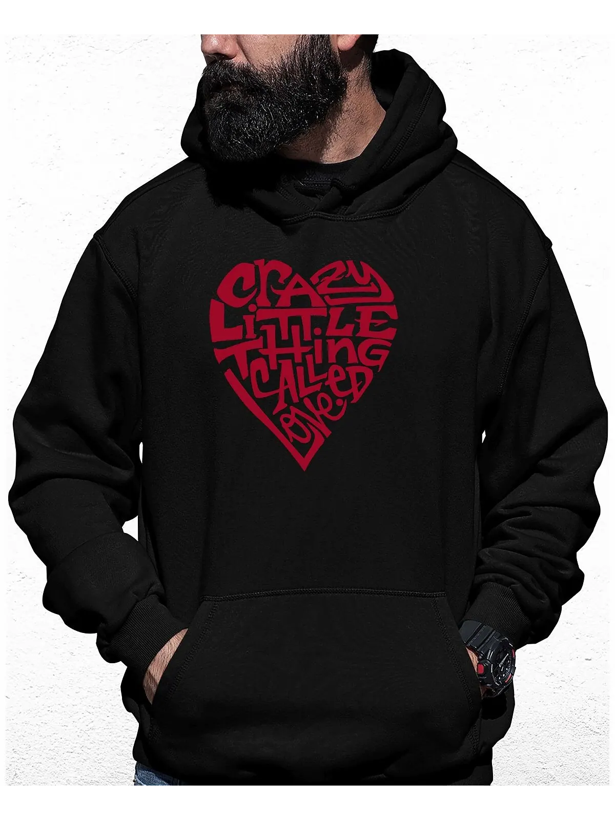 Мужская толстовка с капюшоном crazy little thing called love word art LA Pop Art — изображение 1 из 2, черный