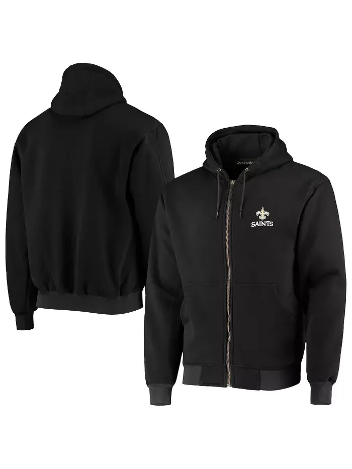 Мужская черная толстовка New Orleans Saints Craftsman на молнии с термоподкладкой Dunbrooke — изображение 1 из 4