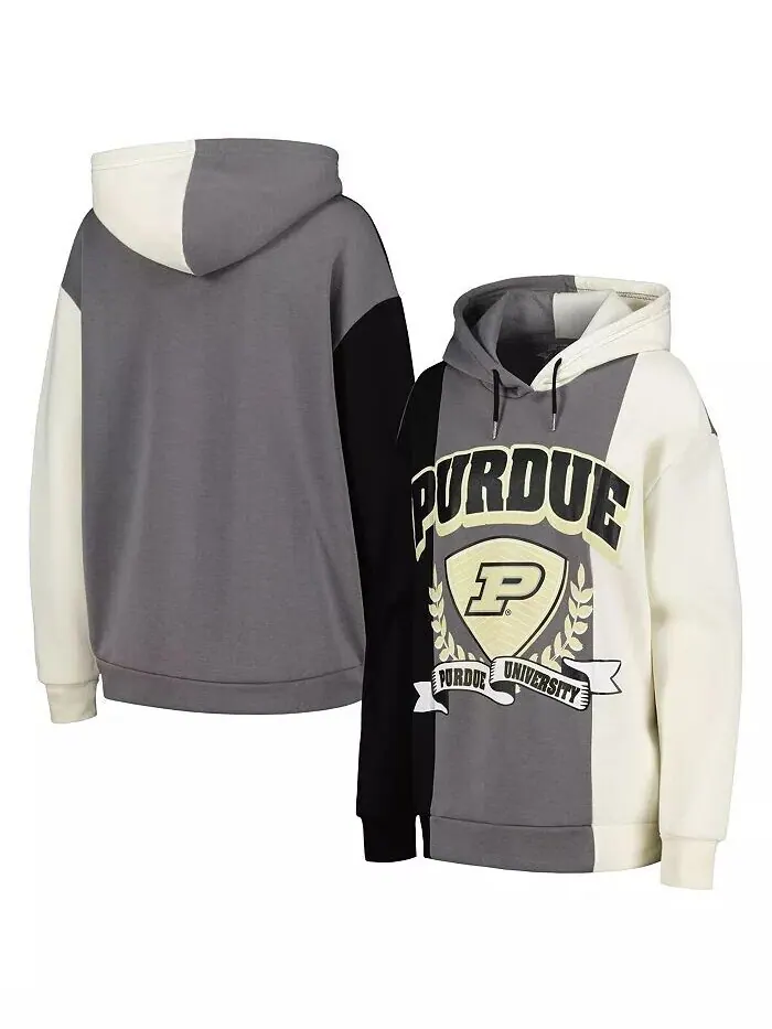 Женская черная толстовка Purdue Boilermakers Hall of Fame с цветными блоками Gameday Couture