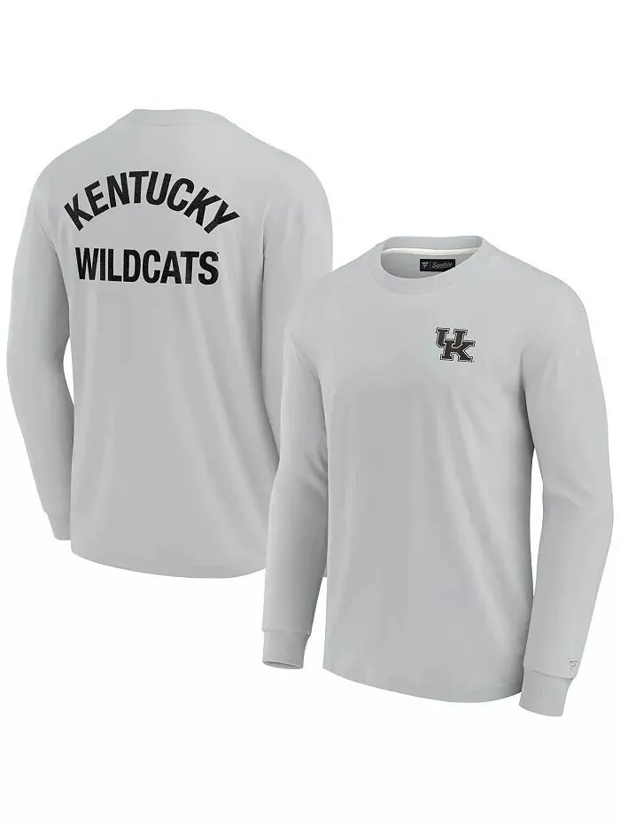 Мужская и женская серая футболка Kentucky Wildcats с длинным рукавом, супермягкая Fanatics Signature — изображение 1 из 3