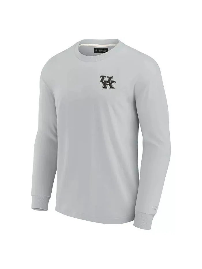 Мужская и женская серая футболка Kentucky Wildcats с длинным рукавом, супермягкая Fanatics Signature — изображение 3 из 3