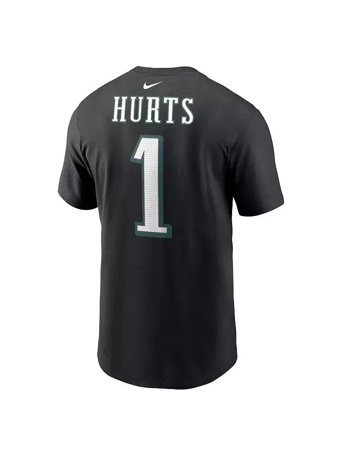 Мужская черная футболка Jalen Hurts Philadelphia Eagles с именем и номером игрока Nike — изображение 2 из 3