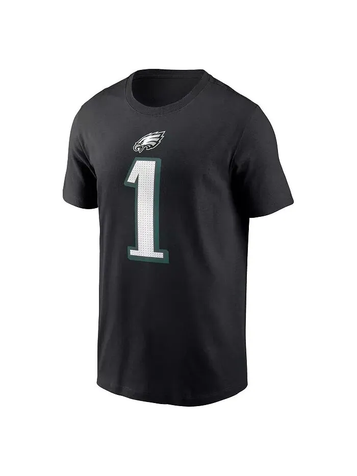 Мужская черная футболка Jalen Hurts Philadelphia Eagles с именем и номером игрока Nike — изображение 3 из 3