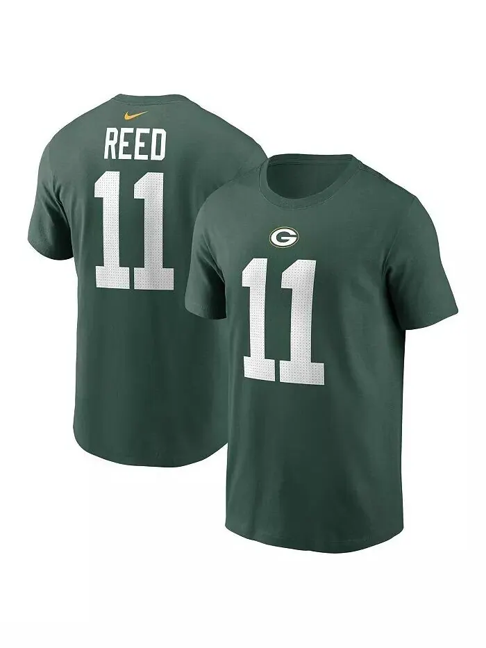 Мужская футболка Jayden Reed Green Green Bay Packers с именем и номером Nike — изображение 1 из 3