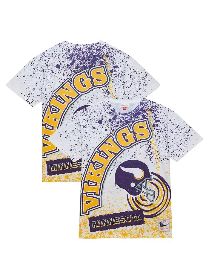 Мужская белая футболка Minnesota Vikings Team Burst с сублимационным принтом Mitchell & Ness
