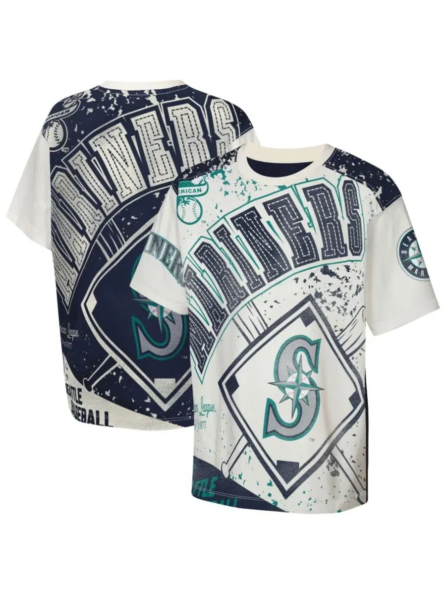 Футболка с принтом Big League Top Player Bold All-Over-Print Outerstuff — изображение 1 из 3, бежевый