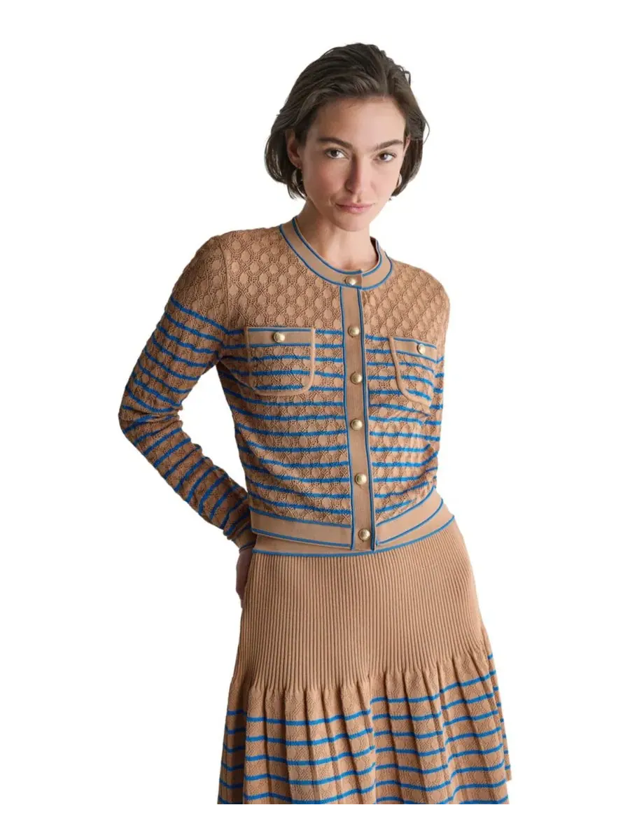 Кардиган на пуговицах с геометрическим узором BCBG, Toffee Dust/Electric