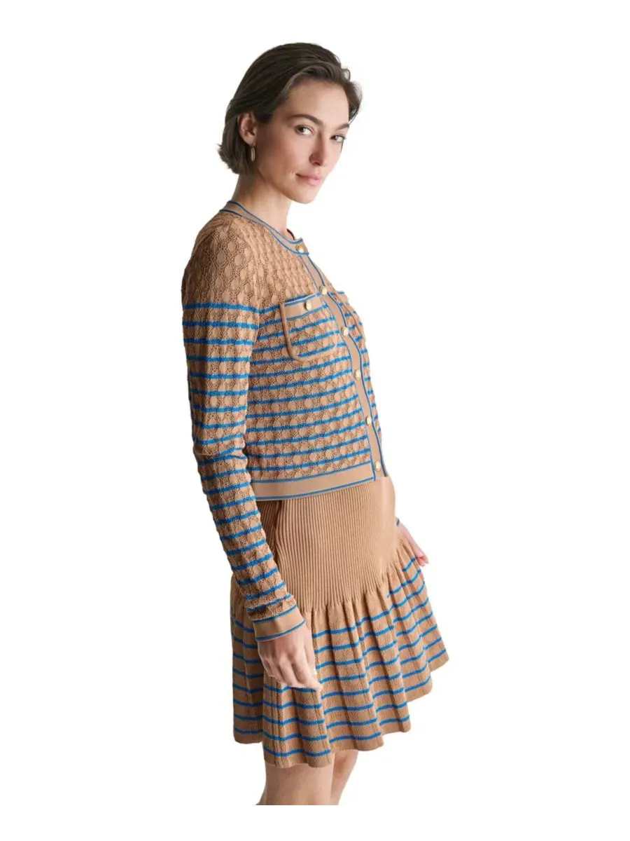 Кардиган на пуговицах с геометрическим узором BCBG, Toffee Dust/Electric — изображение 3 из 11