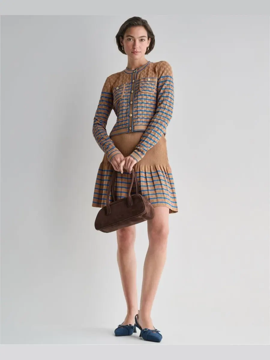 Кардиган на пуговицах с геометрическим узором BCBG, Toffee Dust/Electric — изображение 6 из 11