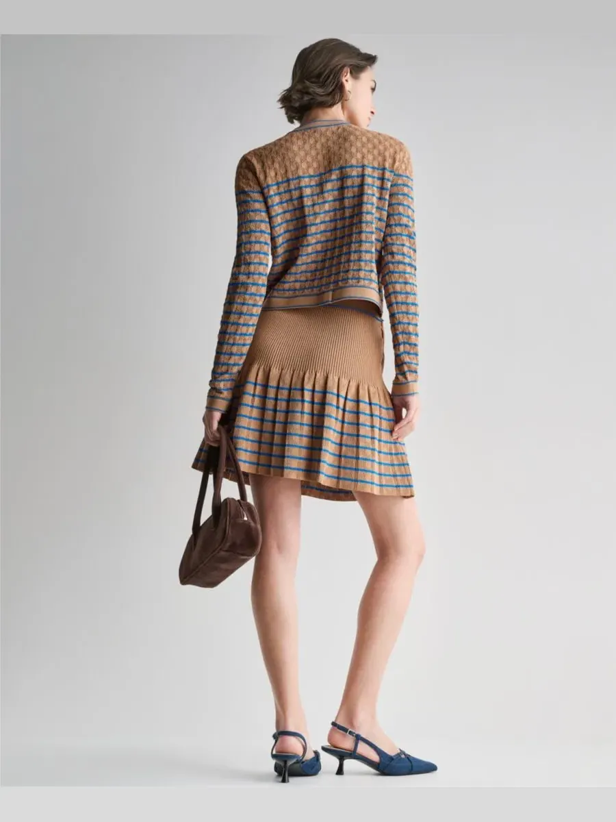 Кардиган на пуговицах с геометрическим узором BCBG, Toffee Dust/Electric — изображение 7 из 11