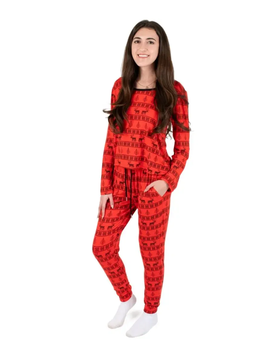 Пижама Red Reindeer Fair Isle Viscose Christmas Leveret, Reindeer