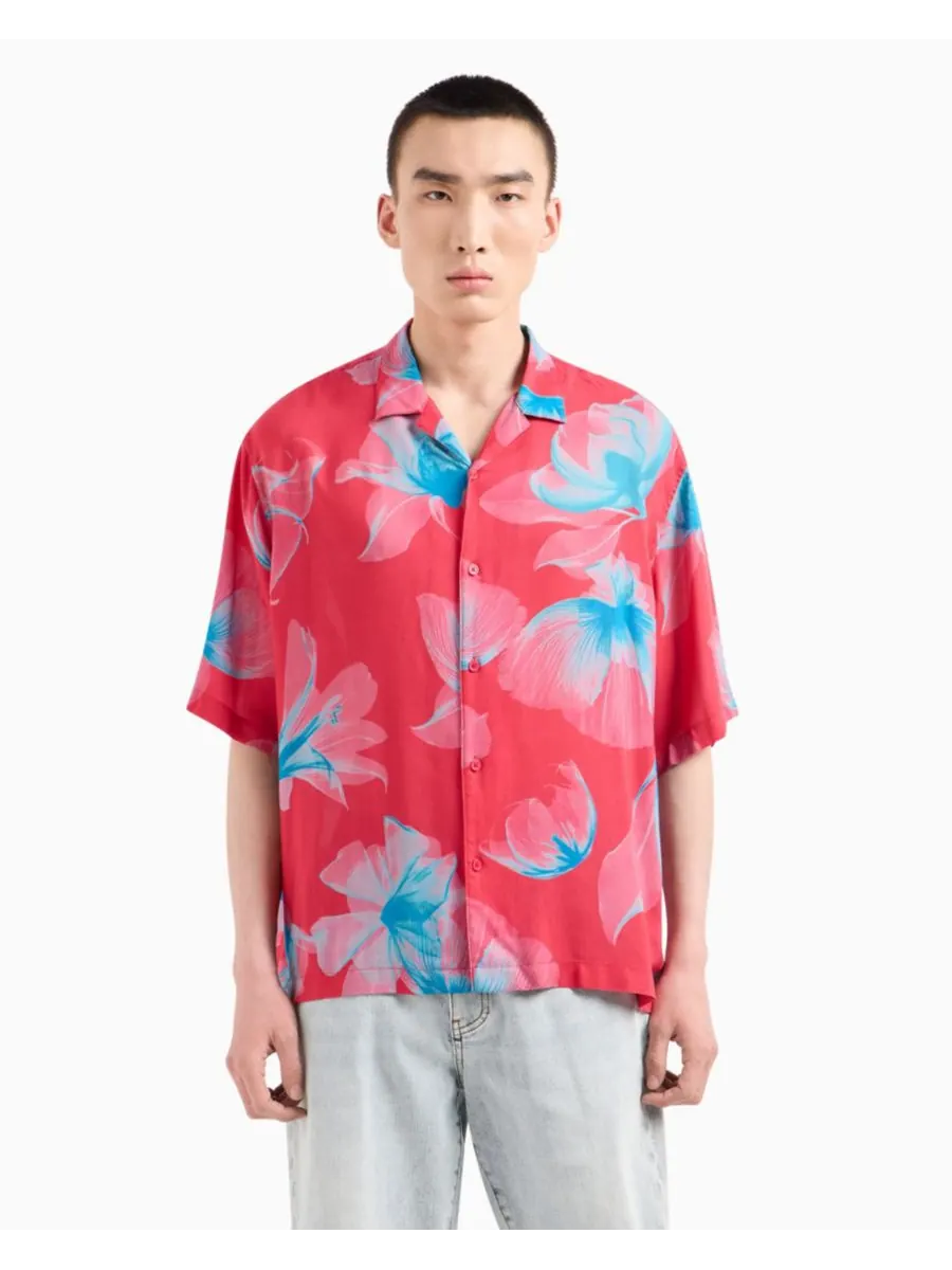 Мужская рубашка свободного кроя с цветочным принтом A|X Armani Exchange, Solid Medi