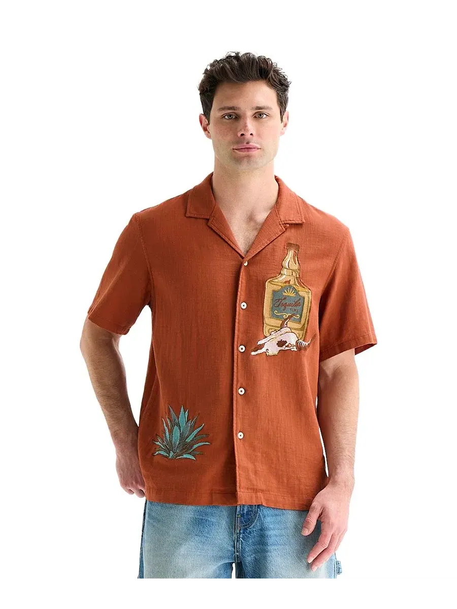 Рубашка с коротким рукавом с вышивкой Tequila Time Lucky Brand, Ginger Bread — изображение 5 из 8