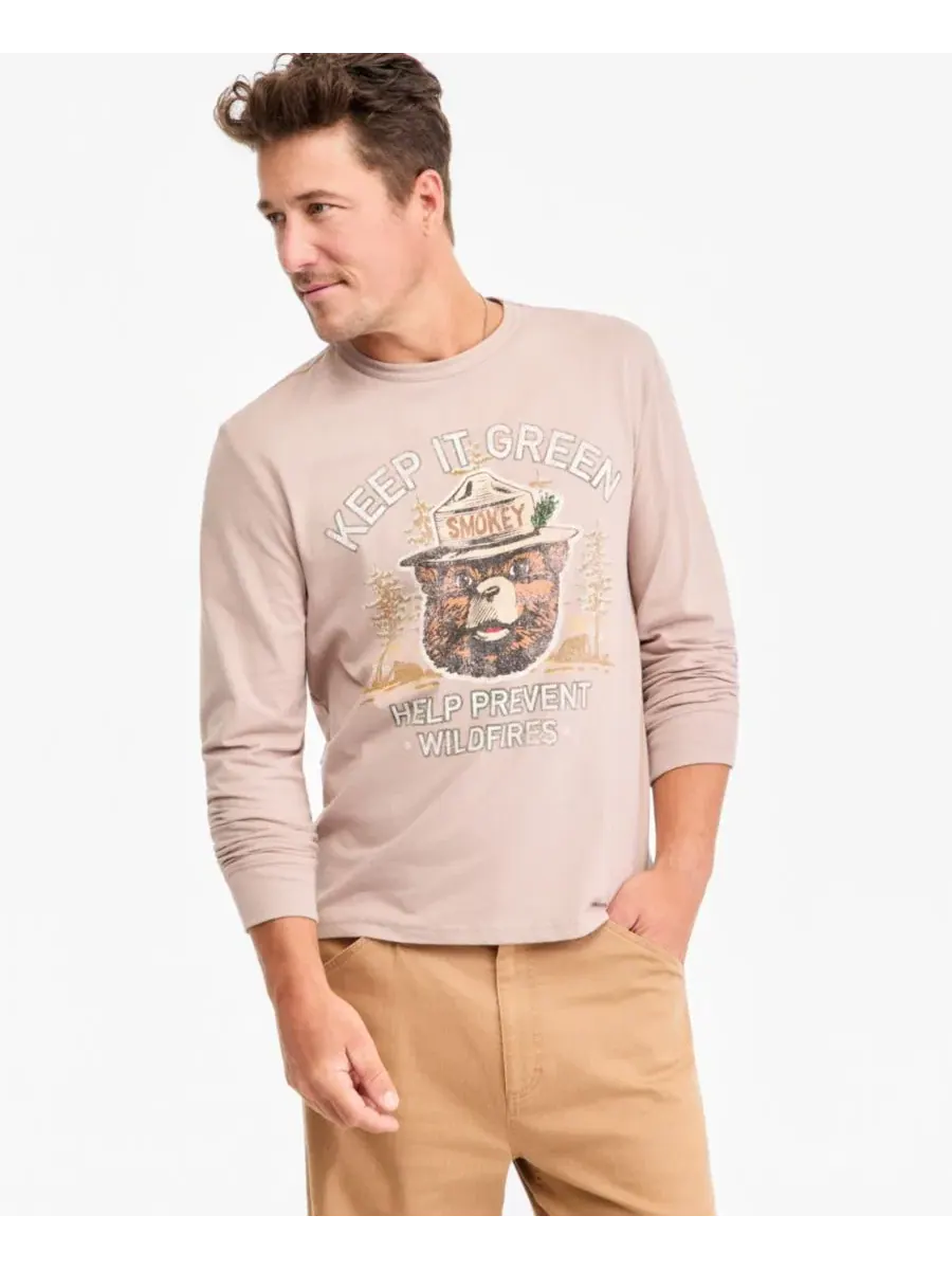 Мужская футболка с длинным рукавом с принтом Smokey the Bear Camp Smokey Sun + Stone, Goat
