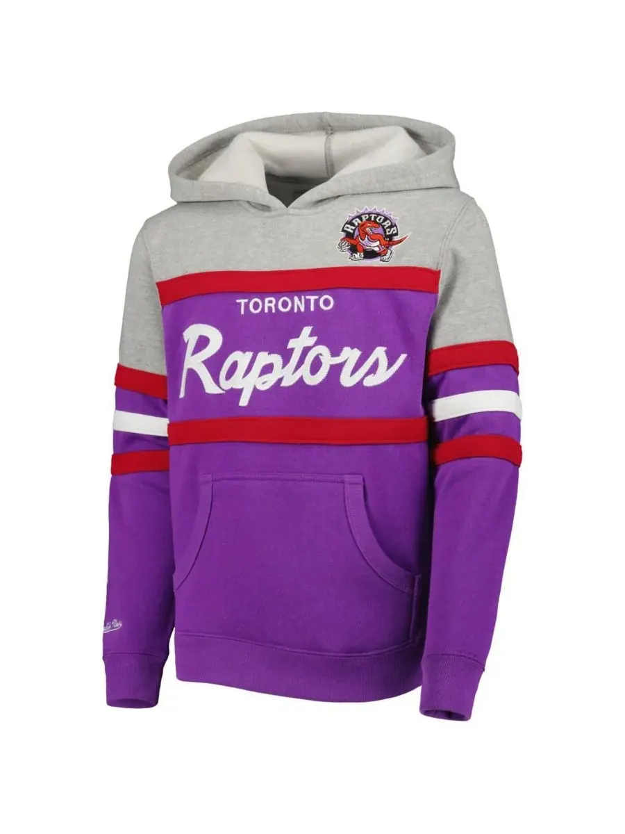Mitchell & Ness Толстовка с капюшоном Big Boys and Girls Heather Gray — изображение 2 из 3, серый фиолетовый