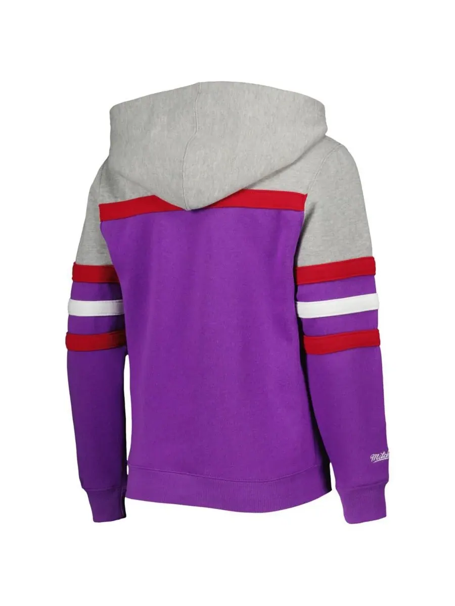 Mitchell & Ness Толстовка с капюшоном Big Boys and Girls Heather Gray — изображение 3 из 3, серый фиолетовый