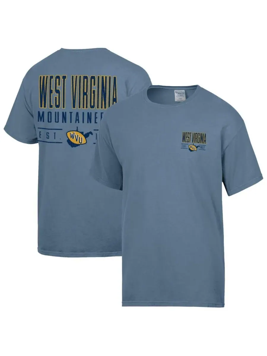 Comfortwash Мужская синяя футболка West Virginia Mountaineers с крупным названием — синий