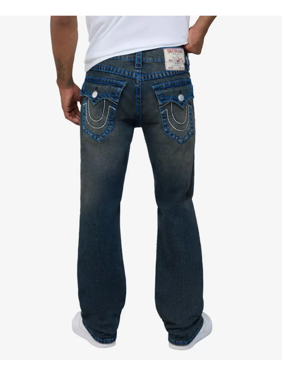 Джинсы прямого кроя с флэп-карманами и стежкой Super T True Religion, Greenland Dark Wash — изображение 3 из 3