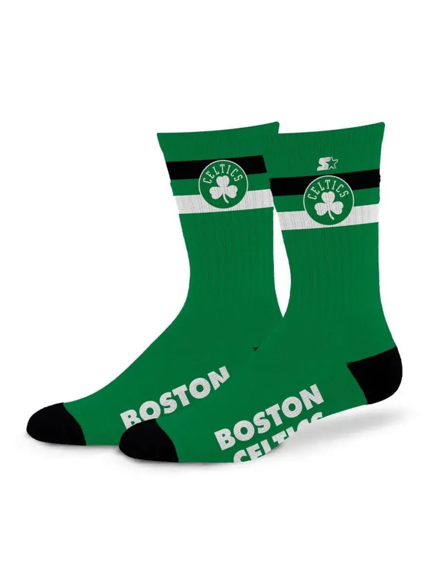 Starter Мужские и женские носки Boston Celtics в командных цветах с двумя полосками — изображение 1 из 1, зеленый