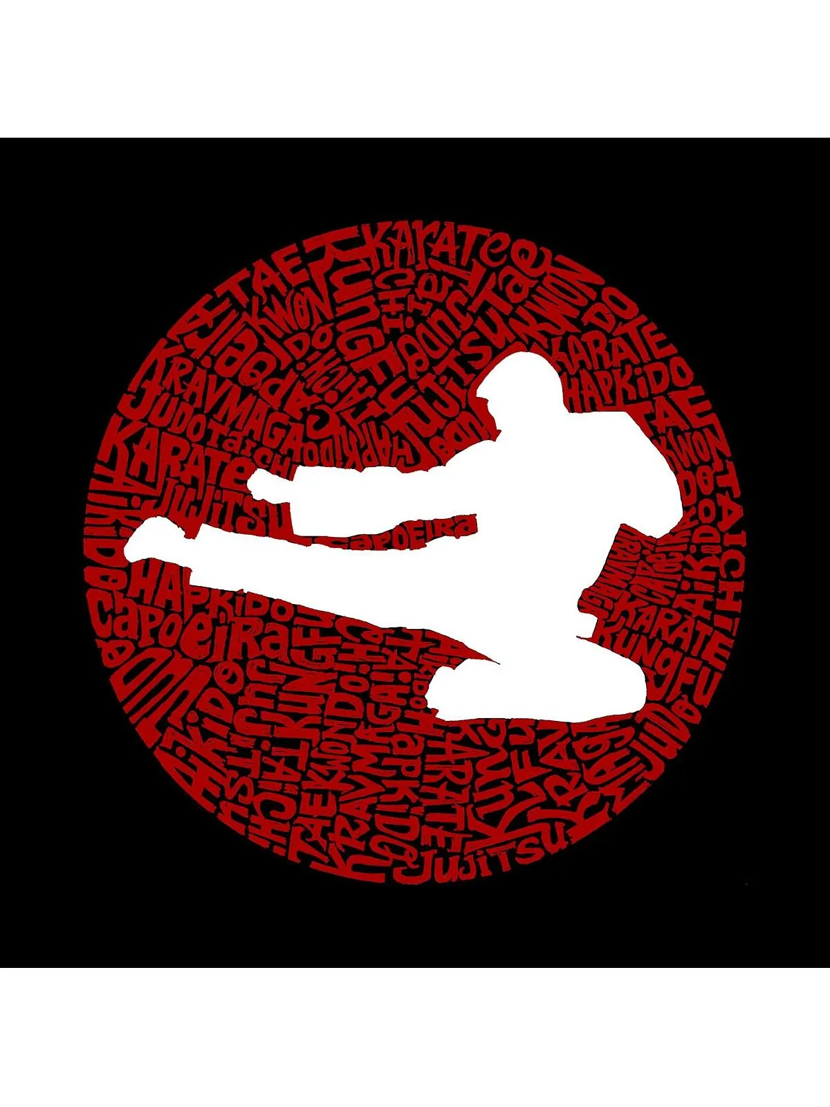 Мужская толстовка с капюшоном word art - виды боевых искусств LA Pop Art — изображение 2 из 2, черный