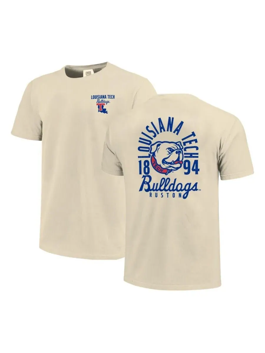 Мужская футболка с принтом Louisiana Tech Bulldogs Comfort Colors Mascot Overlay Image One — изображение 1 из 3, бежевый