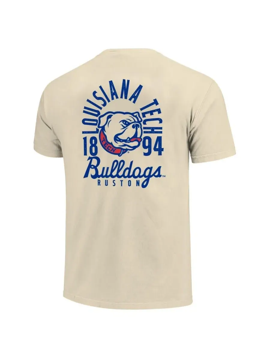 Мужская футболка с принтом Louisiana Tech Bulldogs Comfort Colors Mascot Overlay Image One — изображение 3 из 3, бежевый
