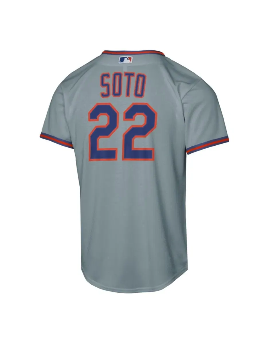 Детская футболка-джерси с длинным рукавом Juan Soto Gray New York Mets Road Replica Nike — изображение 3 из 3, серый
