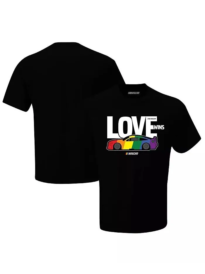Мужская черная футболка NASCAR Love Wins Checkered Flag Sports