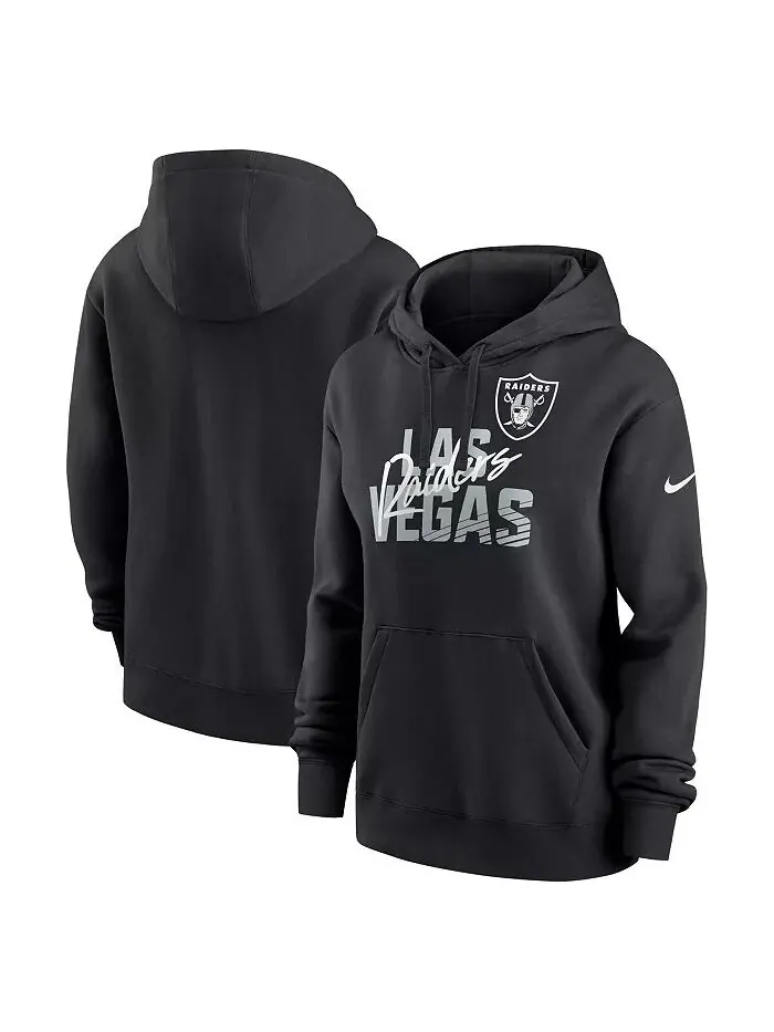 Женская черная флисовая толстовка с капюшоном Las Vegas Raiders Wordmark Club Nike — изображение 1 из 3
