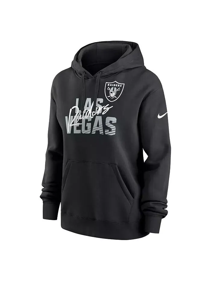 Женская черная флисовая толстовка с капюшоном Las Vegas Raiders Wordmark Club Nike — изображение 2 из 3