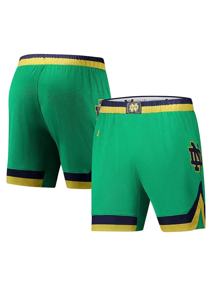 Мужские баскетбольные шорты Notre Dame Fighting Irish зеленые (реплика) Under Armour — изображение 1 из 3
