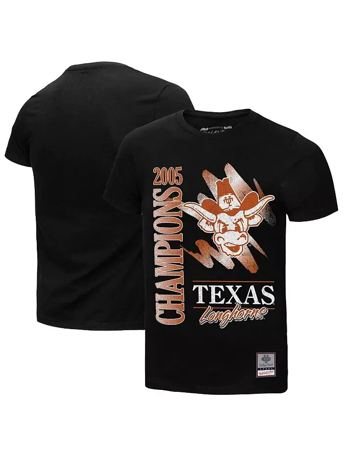 Мужская футболка Texas Longhorns Retro Brush Mineral Wash черного цвета Mitchell & Ness
