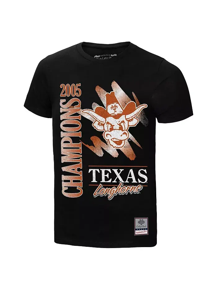 Мужская футболка Texas Longhorns Retro Brush Mineral Wash черного цвета Mitchell & Ness — изображение 3 из 3