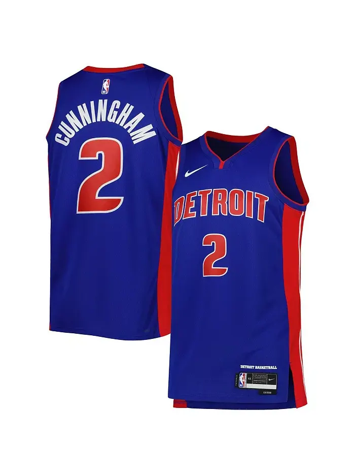Мужская и женская майка Cade Cunningham Blue Detroit Pistons Swingman - Icon Edition Nike