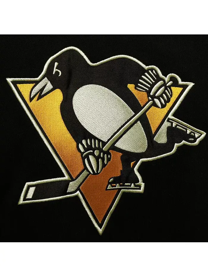 Мужская черная толстовка с запахом Pittsburgh Penguins с именем и номером Марио Лемье, вышедшего из — изображение 2 из 4