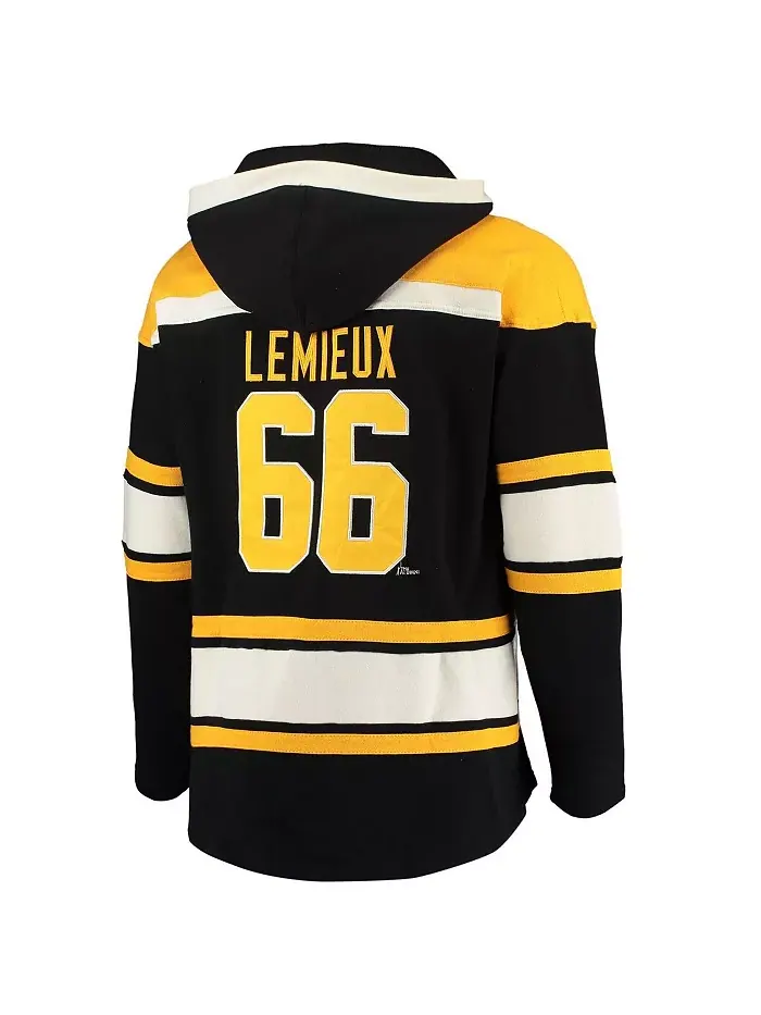Мужская черная толстовка с запахом Pittsburgh Penguins с именем и номером Марио Лемье, вышедшего из — изображение 3 из 4