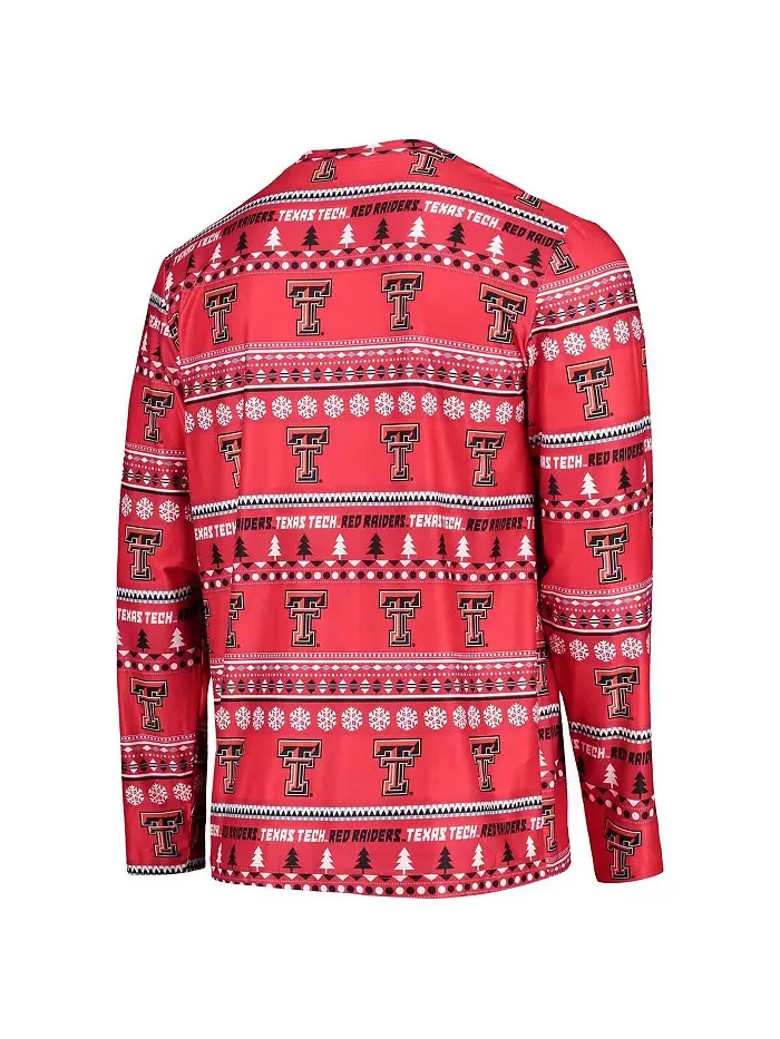 Мужской комплект для сна Texas Tech Red Raiders с длинным рукавом и брюками в виде уродливого — изображение 2 из 4