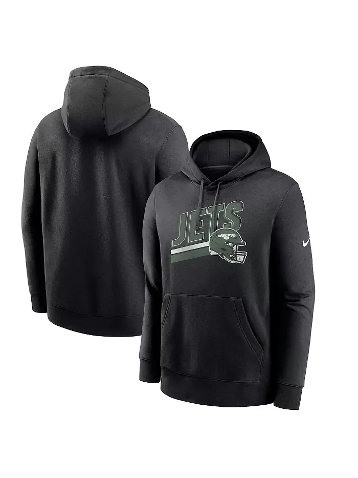 Мужская черная флисовая толстовка с капюшоном New York Jets Club Nike — изображение 1 из 3