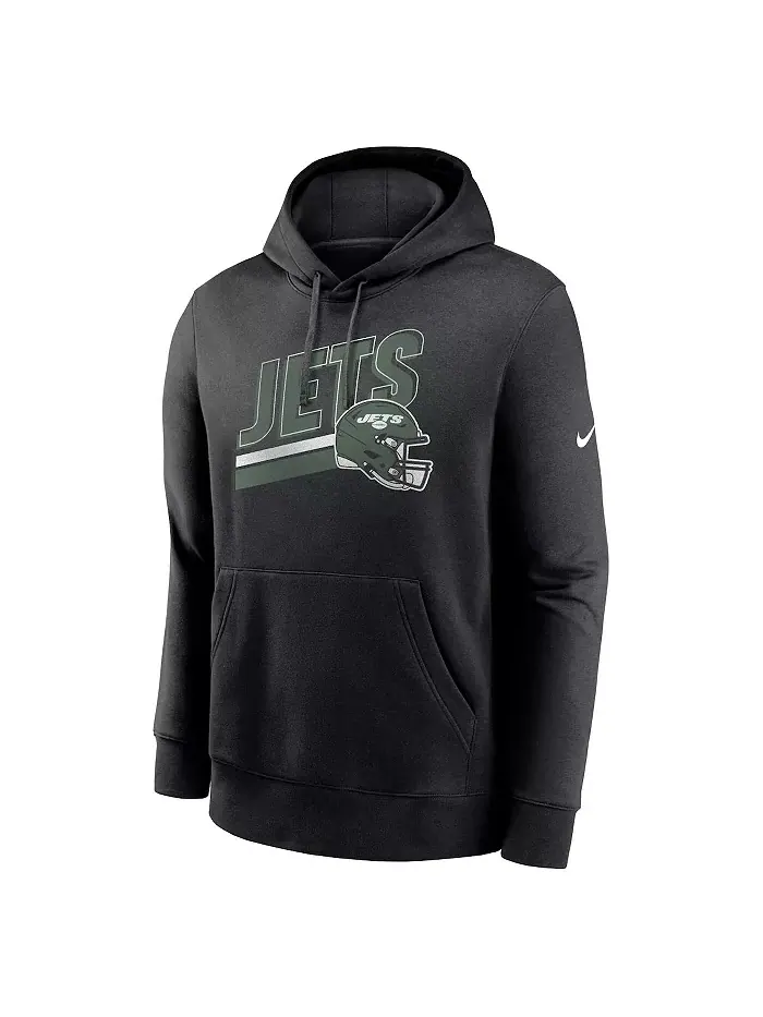 Мужская черная флисовая толстовка с капюшоном New York Jets Club Nike — изображение 2 из 3
