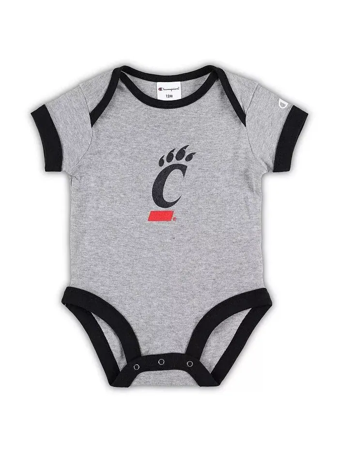 Комплект из трех боди для мальчиков и девочек черного и серого цветов Cincinnati Bearcats I Wanna — изображение 2 из 2